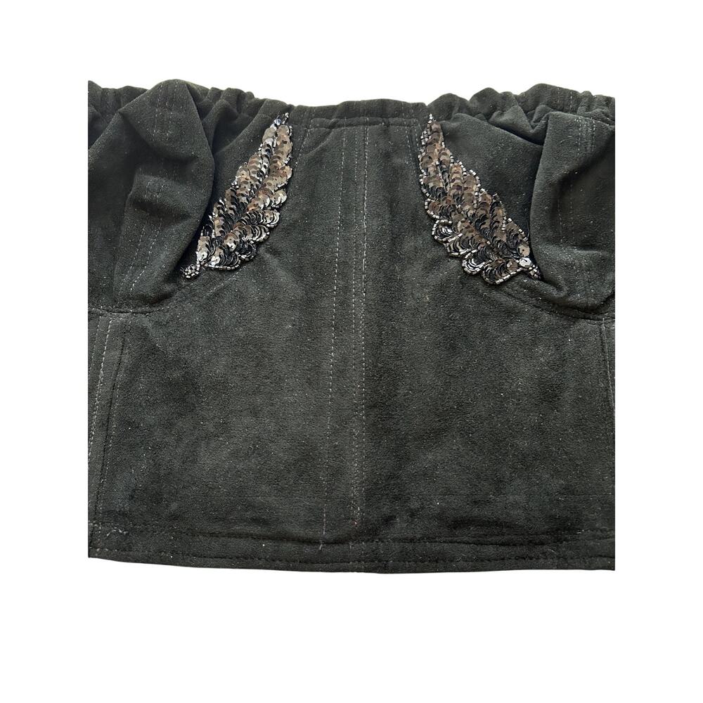 Made with Love by Mom Corset Crop Top Tube S/M Black Velvet Y2K Strapless Sequin